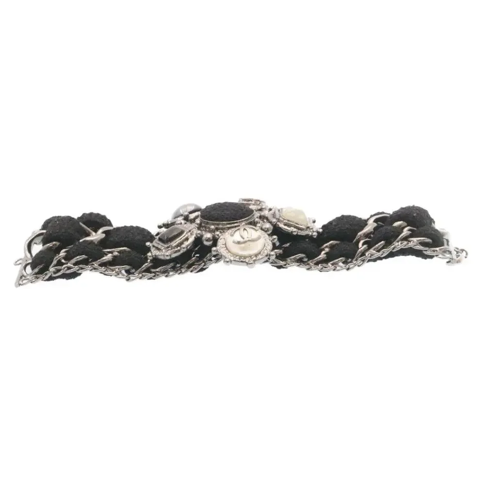 Chanel Bangle Bracelet Metal Black CC